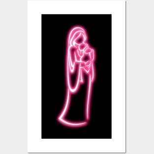 Pink Neon Virgin Mary Posters and Art